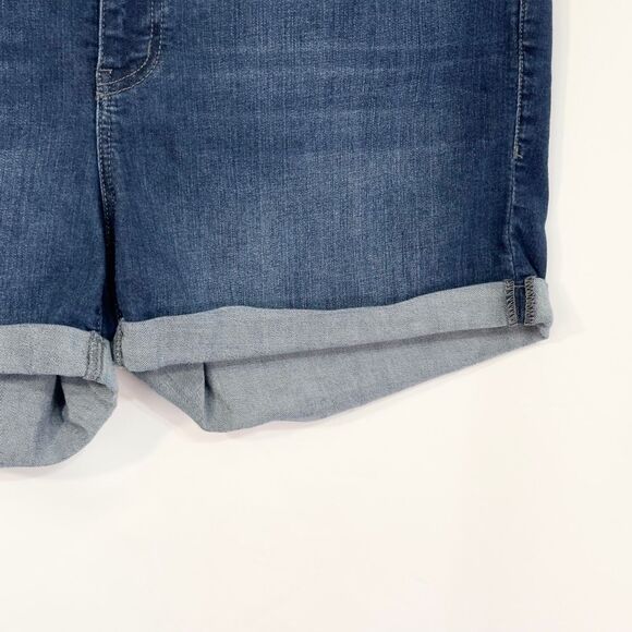 So Plus Size 20 Denim Shorts Midi Mid Rise Cuffed Stretch Blue Denim 1499 - Picture 6 of 12